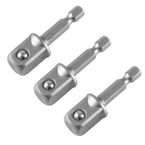 Image of EVRBUL Upgraded 1 /2 Inch Impact Grade Socket Adapter Set 3 Pcs Square Socket Adapter Drill Bits Impact Driver Power Bit Set for Powered /Cordless Drill Chuck