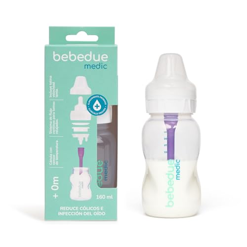 Bebedue Medic | Biberón Anticólicos con Sistema de Ventilación Interna que Reduce Cólicos y Gases | Tetina Adaptada por Edad | Sin BPA | Disponible en 160ml, 260ml y 330ml (160 ml)