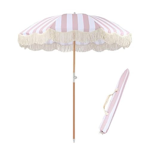 Sombrillas de playa de 6.5 pies con flecos y acabados premium para jardín exterior