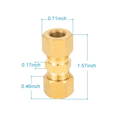 Breezliy 2PC 3/8 Brass Compression Fitting,3/8-Inch Od Compression Union,Brass Compression Tube Fitting thumb #1