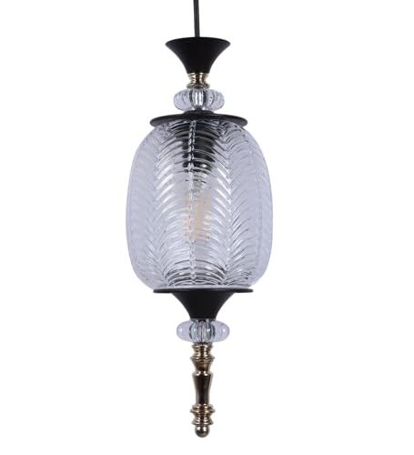 Image of ELIANTE Modern Glass Hanging Light for Living Room & Dining Area | Metal Ceiling Lamp with Elegant Glass Shade | 3 Years Warranty | Free Bulb (Lunelle)