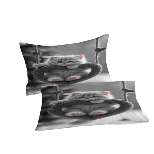 Housse de couette chaton fermeture éclair linge de lit grand lit 3pc - 7