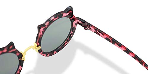 ShadyVEU Girls Round Kitty Cat Ears Cheetah Leopard Colorful Kids Toddler Ages 2-7 yr. Sunglasses4