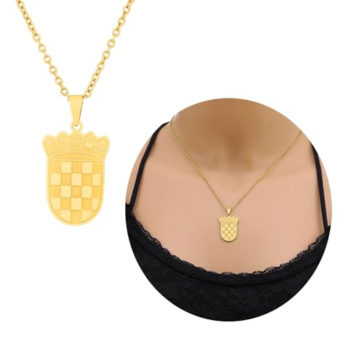 Croatian Flag Necklace Stylish Neckchain Jewelry with Croatia Badge Adjustable Ethnic Pendant Choker Gift for Men Women2