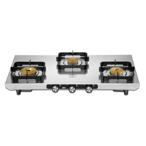 Image of KENT Zenon Gas Stove 3 Burner | Toughened SS Top 2mm | SABAF Italian Gas Valve | Forged Brass Burner | Metallic Knob | Heat Resistance Coating | Cleaning Stand | LPG /PNG Compatible | 5Yr Warranty