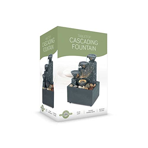 Well Being Tabletop Cascading Fountain Miniature Three Tier Bowl Water Feature, Multicolour - Image 4