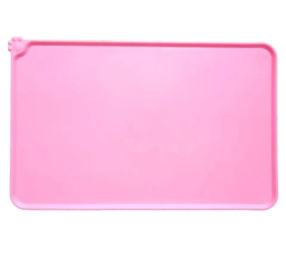 Premium Silicone Pet Feeding Mat Non Slip Waterproof Easy to Clean Food & Water Bowl Placemat for Dogs & Cats (Pink, Standard)