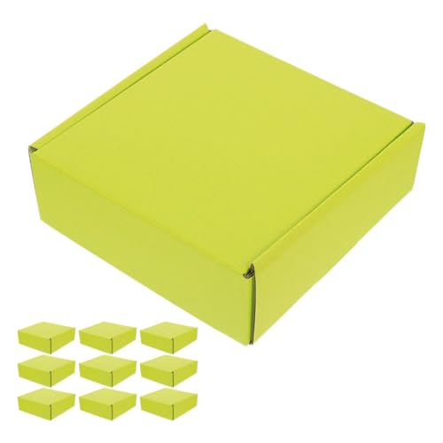 VINTORKY Cajas de Envío de Cartón Corrugado Verde Doble Cara 15x15x5 Cm 10 Unidades Contenedor de Correo para Paquetería y Compras en Línea