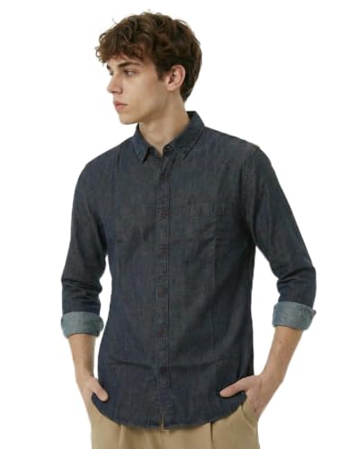 Image of Amazon Brand - INKAST Men Washed Cotton Twill Denim Casual Button Down Shirt | Full Sleeves | Regular Fit | Stylish Summer - Everyday Wear
