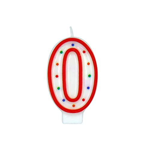 Crave Number Birthday Candle Cake Topper, Red Polka Dot Decoration for Birthdays, Anniversaries, Weddings