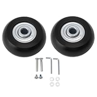 Tissting 2 Stück Koffer Rollen Ersatz mit Montagezubehör, 54x18mm PU Gummi Schwarz Gepäck Räder Universal Tragbar Kofferräder Ersatzräder für Trolley Koffer Reisekoffer