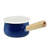 Características del diseño: mini sartén con borde para verter fácilmente, la cómoda boquilla ayuda a verter salsas y otros líquidos fácilmente. ● Mango de madera de diseño ergonómico para mayor comodidad y seguridad; ● Diseño de fondo ancho y borde estrecho para maceta que proporciona más espacio. ● Esmalte suave muy fácil de limpiar.