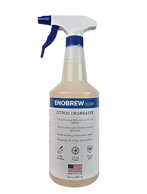 Enobrew Citrus Degreaser and Kitchen Grease Cleaner, Heavy Duty Natural Citrus Formula for BBQ Grills, Stovetops, Cabinets, Autos and Outdoor Surfaces, Fast Acting Best Kitchen Degreaser (32 oz)