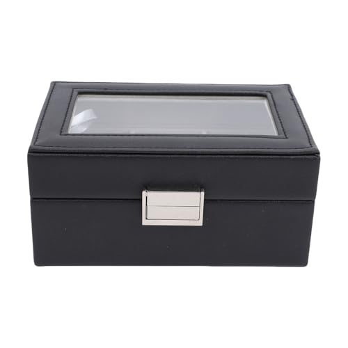 BAOFUYA Watch Box, 3 Compartments Watch Display Case with Glass Top for Men Women Storage