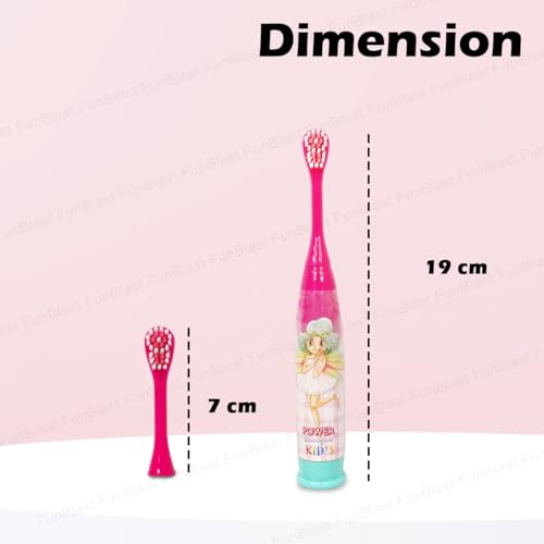 Image of FunBlast Cartoon Electric Toothbrushes For Girls,Vibrating Motion Toothbrushes With Replacement Brush Head,Soft Electric Battery Powered Toothbrushes For 3+ Years Kids (Battery Included,Pink),1 count