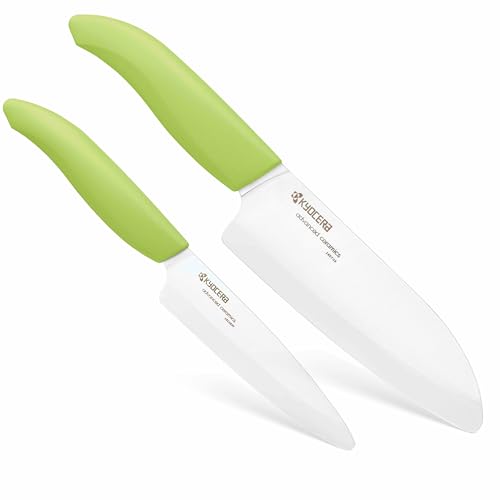KYOCERA Revolution 2-Piece Ceramic Knife Set: 5.5' Santoku and 4.5' Utility Knife for Your Cooking...