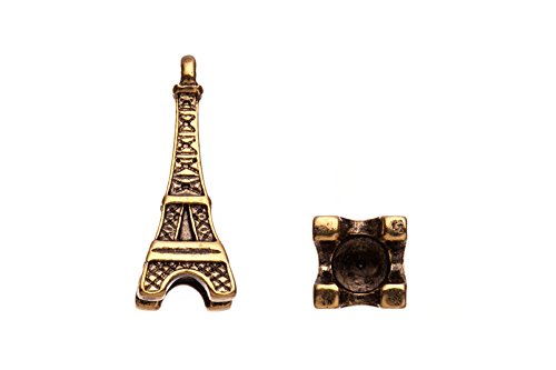 Pandent Size Charms, Antiqued Brass-Plated, Eiffel Tower, 14X29mm Sold per 6pcs/Pack (3packs Bundle), Save $2