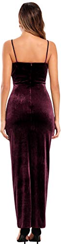 Ababalaya Elegant Spaghetti Strap Velvet Holiday Party Dresses for Women4