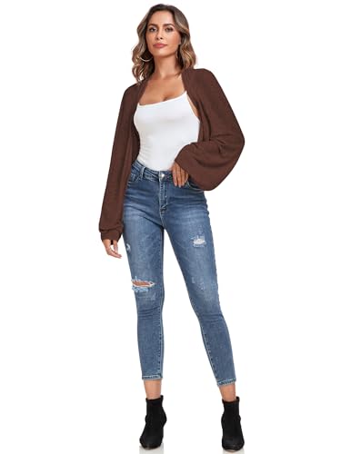 Image of ZAFUL Women's Sheer Shrug Y2K Long Sleeve Cardigans 2026 Irregular Tie Front Bolera