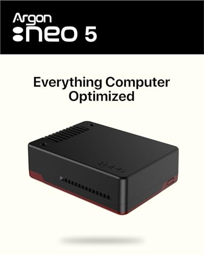 Image of Argon Forty NEO 5 Aluminum Case for Raspberry Pi 5 with Built-in Fan - Aluminum Case, Dual Passive & Active Cooling, All Ports Access, Fits Raspberry Pi 5 2GB /4GB /8GB /16GB (BRED)