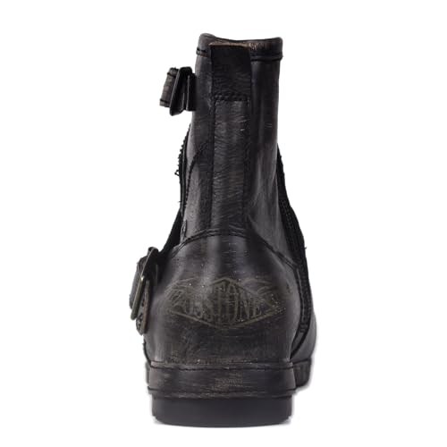 Image of OSSTONE Moto Boots for Men Fashion Zipper-up Leather Chukka Boots Casual Shoes OS-5008-1-BP-US-R Vintage Brown