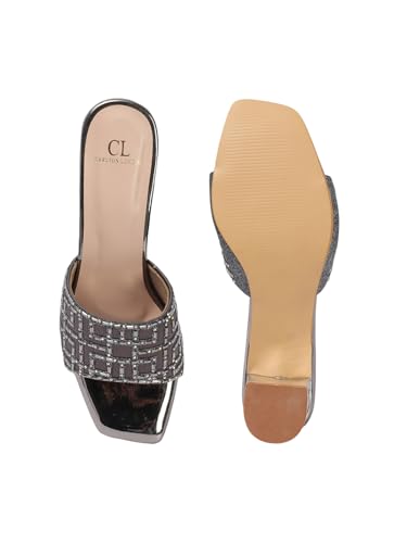 Image of Carlton London Women Stylish Fashion Embellished Ethnic Sandals for Outdoor, Party, Wedding and Holidays with Block Heels