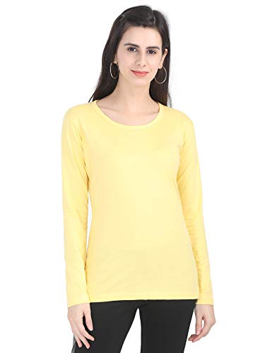 Image of FLEXIMAA Women's Cotton Plain Round Neck Full Sleeve T-Shirt
