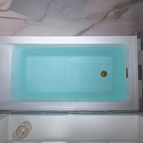 Image of WOODBRIDGE 60 inch Acrylic Rectangular Alcove Soaking Bathtub in White with Left Drain, Brushed Gold pop-up Drain Included, LB428-L