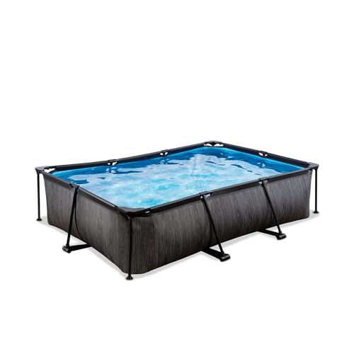 EXIT TOYS Piscina Black Wood - 300 x 200 x 65 cm - Piscina fuori terra rettangolare con pompa...