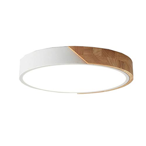 Plafonnier LED,Bois Lampes Plafond rond intérieur,Lampe Plafond à encastrer 24W Noir lumière chaude Ø30CM 2400LM 3000K Luminaires Pour Salon, Chambre Cuisine Couloir 30cm (Blanc) Cover