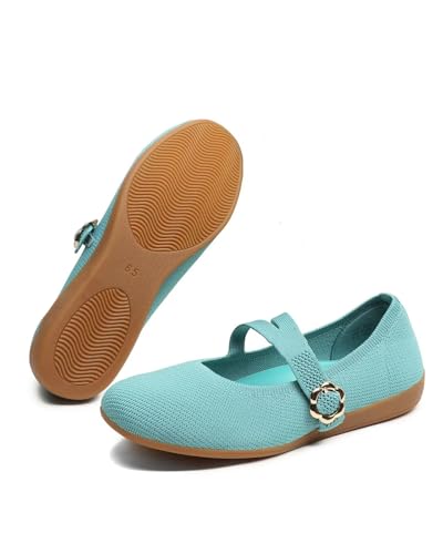 Women's Flats Mary Jane Ballet Flats Comfortable Knit Casual Ballerina Walking Dressy Office Slip-on Shoes with Adjustable Straps2