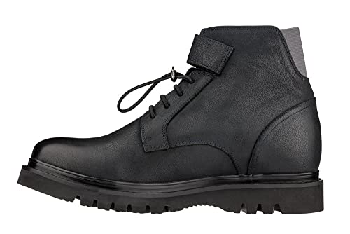 CALTO Men's Invisible Height Increasing Elevator Shoes - Dark Blue Leather Lace-up Work-Style Casual Boots - 3.2 Inches Taller - K83116 - Size 11 D(M) US3