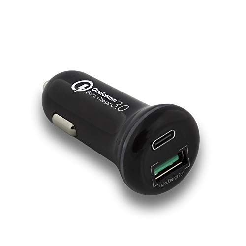 Ewent Ew1356 2 Poorts Usb C En A Auto Leder, 36W Met Power Levering Snel Leder Oplader, 60Mmx25Mmx25Mm, Zwart