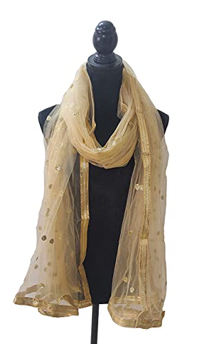 themilestocks Woman's Embellished Net Dupatta Scarf Shawl Wrap Soft Indian Bridal Wedding2