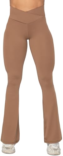 Image of Sunzel Flare Leggings, Crossover Yoga Pants with Tummy Control, High-Waisted and Wide Leg
