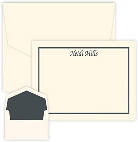 Champion Bordered Personalized Flat Cards - Raised Ink Stationery