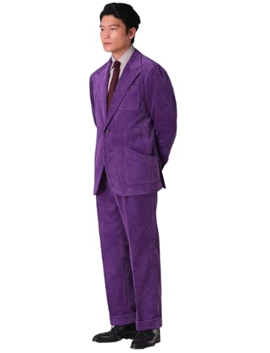 Men's Corduroy Suit Two Pieces Single Breasted Button Jacket & Pants Christmas Homecoming Tuxedo