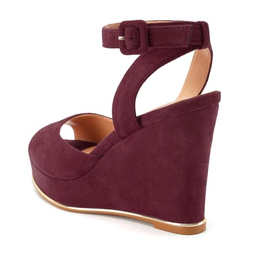 Image of Women's Dressy Platform Wedge Sandals Gold Wedges Peep Toe Patent High Heels Slingback Heeled Comfortable Ankle Strap Shoes