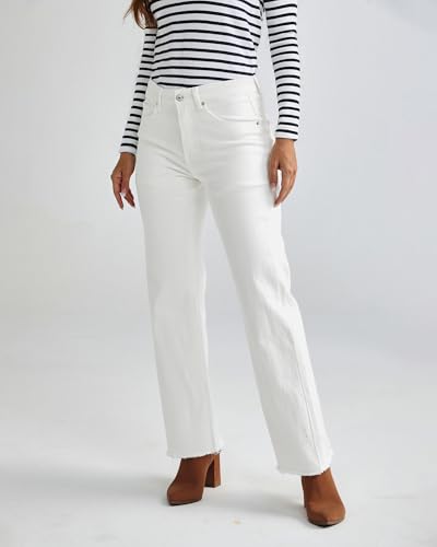 Vetinee Straight Leg Jeans for Women Trendy High Waisted Frayed Hem Stretchy Denim Pants Relaxed Casual Trouser Jeans3