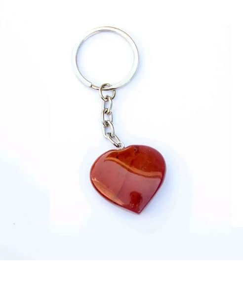 Natural Red Jasper Heart Crystal Key Chain Key Ring For Chakra And Reiki Healing-image-37