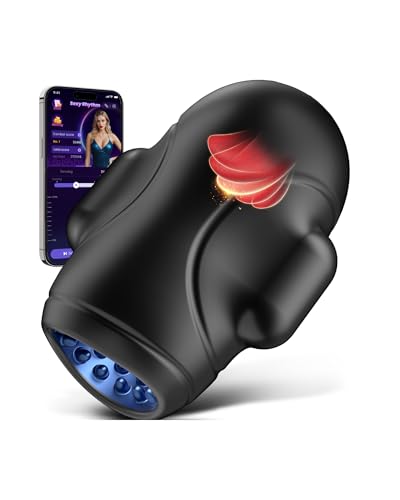 Male Sex Toys for Men Glans Vibrator - baiwatt Male Maturbator with 10 Licking Vibrating Modes & 3 Motors Stroker & Smart AI Sync App for 360 Pocket Pussy Wrap Adult Sex Toy for Men S&M Floggers
