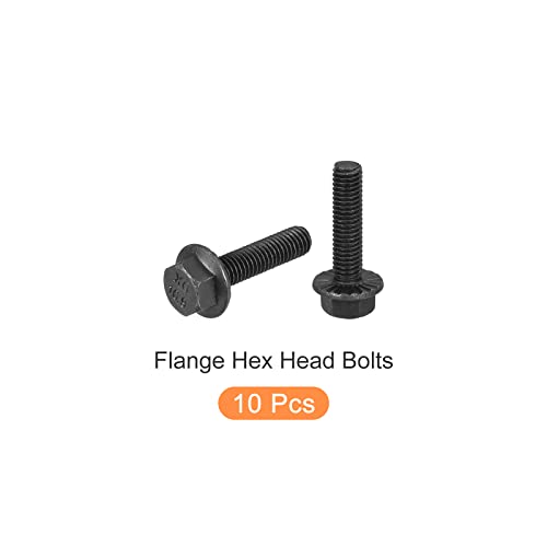 Image of METALLIXITY Flanged Hex Head Bolts (M5x20mm) 10pcs, Hexagon Serrated Flange Bolt Fully Thread Screw - for House Construction Hardware Fasteners