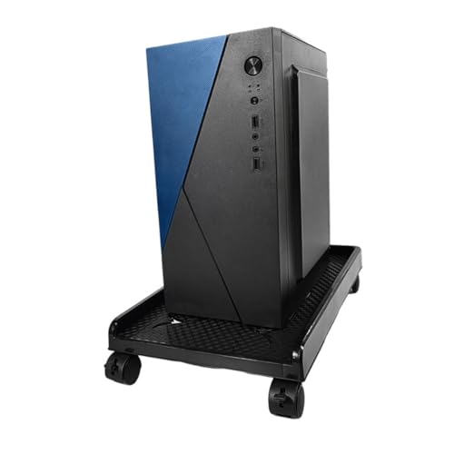 Soporte móvil para CPU con ruedas giratorias y freno, elevador para torre de computadora con bandeja, ideal para ventilación y movimiento fácil en pisos duros o alfombra miniatura 5