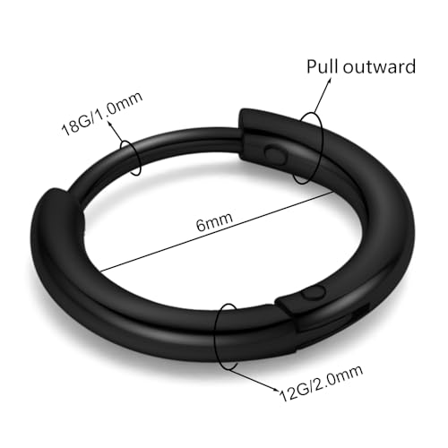 Image of Huggie Hoop Earrings for Women Men - 316L Surgical Stainless Steel 6mm 8mm 10mm Mens Ear Hugging Hoop Earrings for Cartilage Gold Black 20G 18G Hypoallergenic Second Hole Sleeper Hoop Earrings