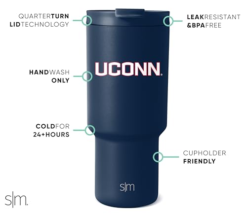 Image of Simple Modern UConn Huskies Tumbler with Straw | 30oz | Collegiate | Trek Officially Licensed University of Connecticut Insulated Water Bottle, Travel Mug | Football Gift for Men, Dad, Him, Her