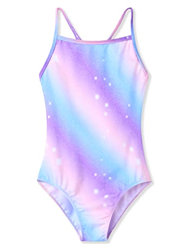 Image of TENVDA Girl's One Piece Swimsuit Sparkle Sleeveless One-Piece Bathing Suits Swimwear for Kids 2-12 Years Old