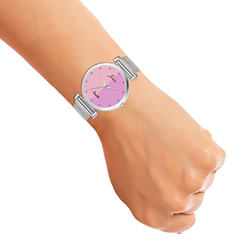 Image of jainx Silver Mesh Chain Analog Women Wrist Watch (Blue /Black /Silver /Pink /Green Color Dial)