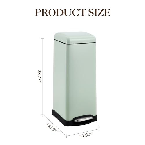 Caneca de basura rectangular de 8 galones en acero inoxidable verde miniatura 4