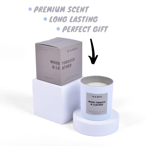 Wood Tobacco & Leather, Premium Scented Candles, Non Toxic, 46H Burn, 8.1Oz Soy Wax, Aromatherapy, Strong And Long Lasting Jar Candle For Home, Gifts For Women And Men, Spring Candle, Velas Aromaticas #TOP2