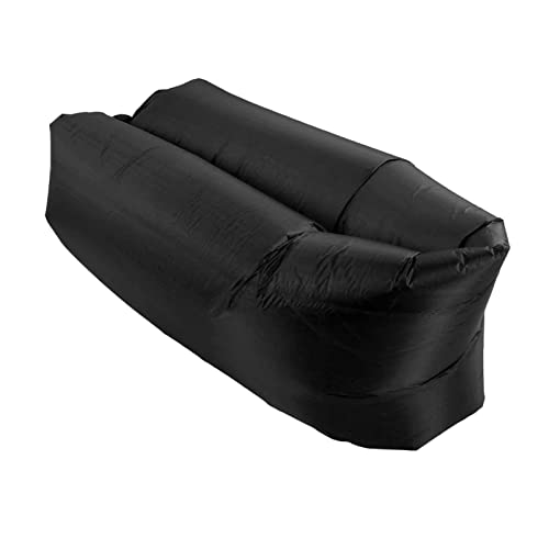 Inflatable Lounger Air Sofa, Wear Resistant Inflatable Couch Foldable Portable Moderate Size Ergonomic Comfortable Easy Inflation with Storage Bag for Camping (Black)